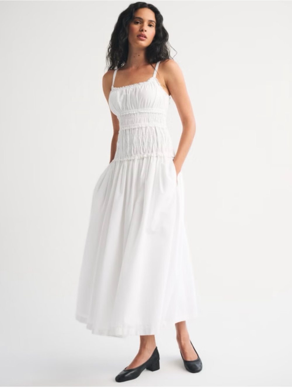 Abercrombie & Fitch White Bra Free Smocked drop waist maxi XL NWT